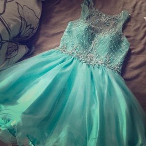 COYA collection 100% polyester teal prom dress